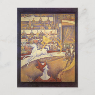 Cartão Postal Circo por Georges Seurat, Vintage Pointillism Art