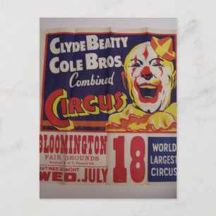 Cartão Postal Circo, Teatro Retro "Clyde Beatty and Cole Bros"