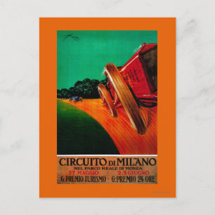 Cartão Postal Circuito Di Milano Vintage Poster Europe
