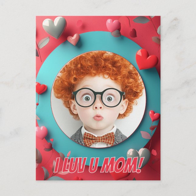 Cartão Postal Circular de Corações Românticos (Frente)