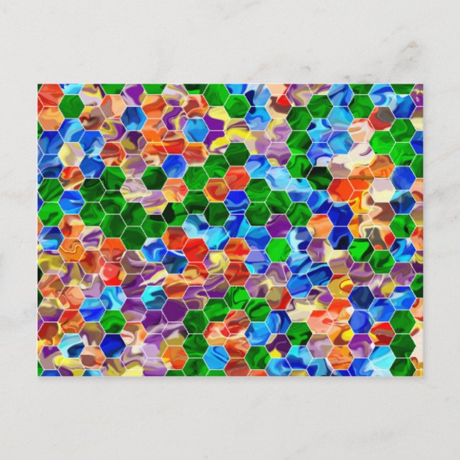 Cartão postal circular PiecIgual Hexágonos (Frente)