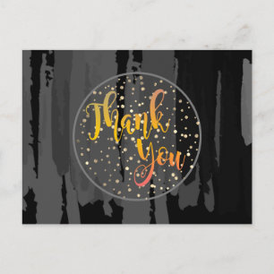 Cartão Postal Círculo Abstrato de Brilho Dourado Preto de Agrade