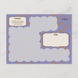 Cartão Postal círculo azul cinzento quadrado padrão quadrado p