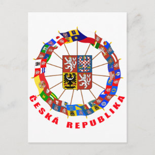 Cartão Postal Círculo de bandeiras tchecas