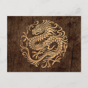Cartão Postal Círculo de Dragão Chinês com Efeito de Graça d