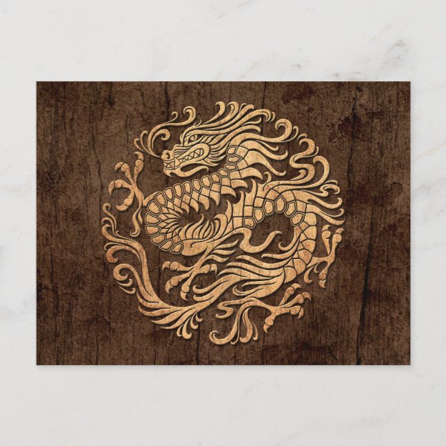 Cartão Postal Círculo de Dragão Chinês com Efeito de Graça de Ma (Frente)