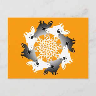 Cartão Postal círculo de girafas