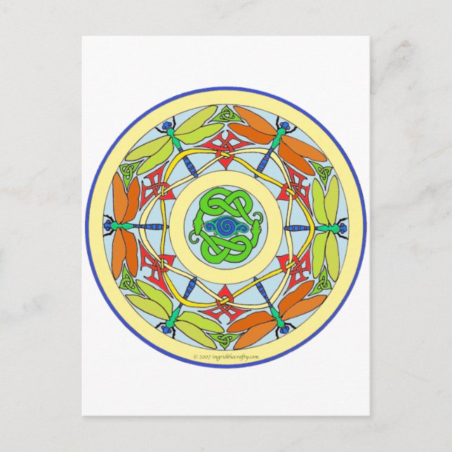 Cartão Postal círculo de libélula (Frente)