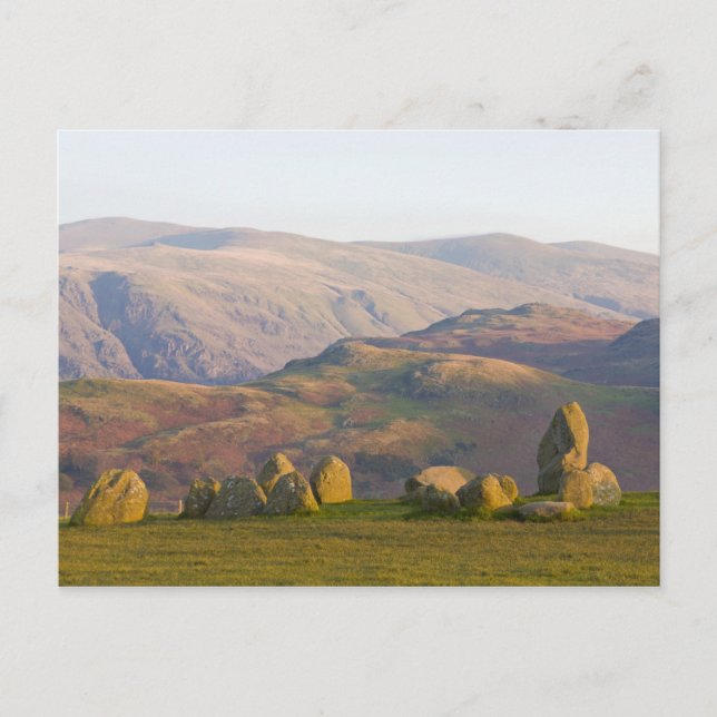 Cartão Postal Círculo de Pedras de Castlerigg, Distrito dos Lago (Frente)
