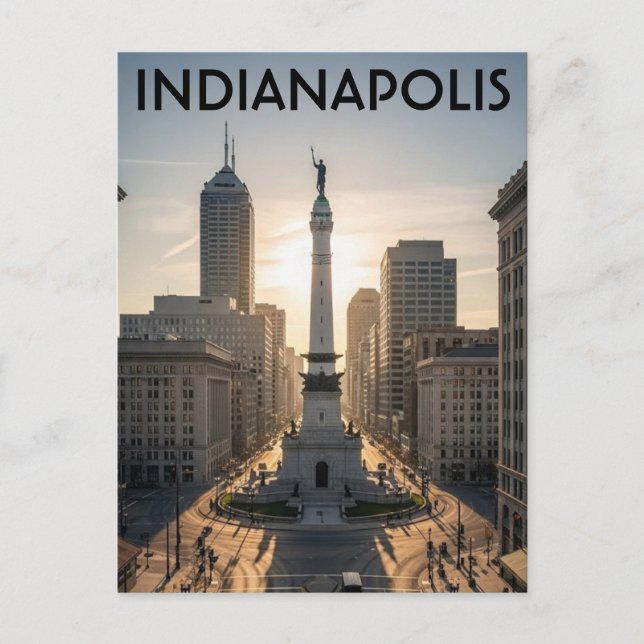Cartão Postal Círculo do Monumento Indiana Indianapolis (Frente)