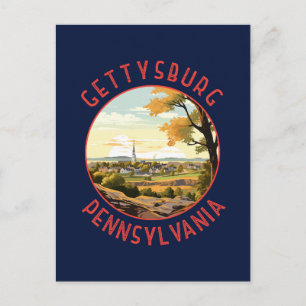 Cartão Postal Círculo Retro em Distância de Gettysburg Pensilvân