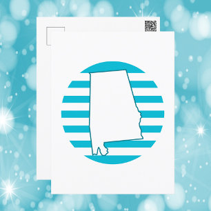 Cartão Postal Circulo Retroativo Azul do Contorno do Estado do A