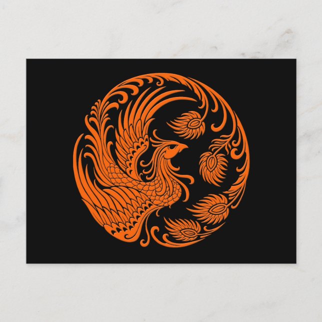 Cartão Postal Círculo Tradicional Laranja Phoenix (Frente)