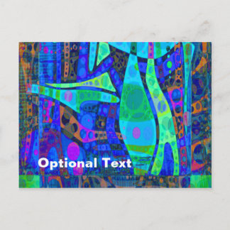 Cartão Postal Círculos e Ondulações em Neon Azul e Verde - Perso