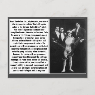 Cartão Postal Circus suffragette Katie Sandwina Barnum Bailey