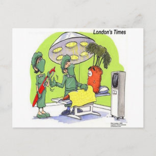 Cartão Postal Cirurgia de Cenoura Cartoon Médico Divertido