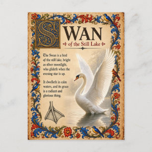 Cartão Postal Cisne, Arte do Bestiário Medieval
