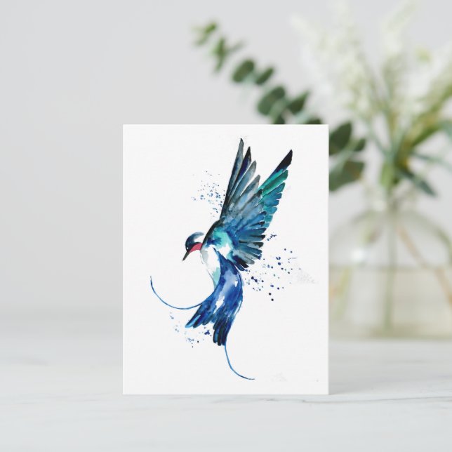 Cartão Postal Cisne Azul (Em pé/Frente)