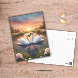 Cartão Postal Cisnes Adoráveis
