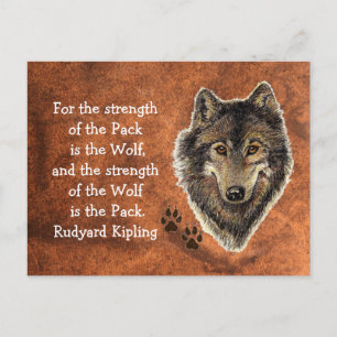 Cartão Postal Citação da Família Watercolor Wolf Track por Ki