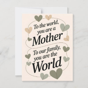 Cartão Postal Citação da Mãe Dia de as mães Sage Green Hearts