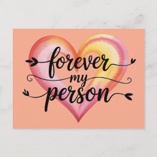 Cartão Postal Citação de Amor em Aquarela: "Para Sempre Minha Pe