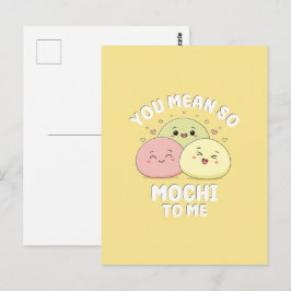 Cartão Postal Citação de Amor Pastel de Comida Mochi Kawaii Fofa