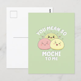 Cartão Postal Citação de Amor Pastel de Comida Mochi Kawaii Fofa