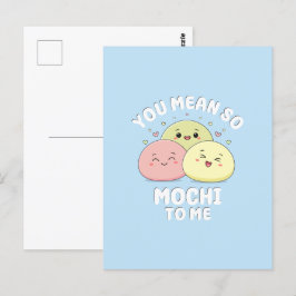 Cartão Postal Citação de Amor Pastel de Comida Mochi Kawaii Fofa