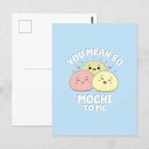 Cartão Postal Citação de Amor Pastel de Comida Mochi Kawaii Fofa