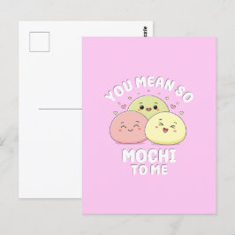 Cartão Postal Citação de Amor Pastel de Comida Mochi Kawaii Fofa