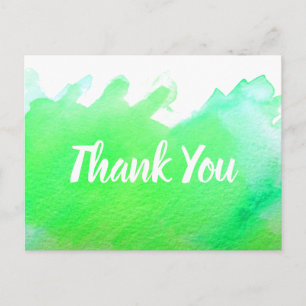 Cartão Postal Citação de arte em aquarela verde lima de agradeci