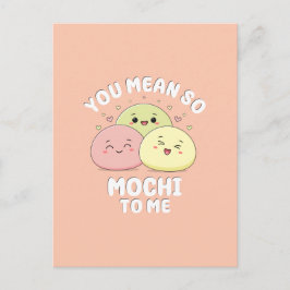 Cartão Postal Citação de Comida de Kawaii Mochi Pun Pastel