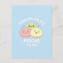 Cartão Postal Citação de Comida de Kawaii Mochi Pun Pastel