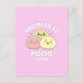 Cartão Postal Citação de Comida de Kawaii Mochi Pun Pastel