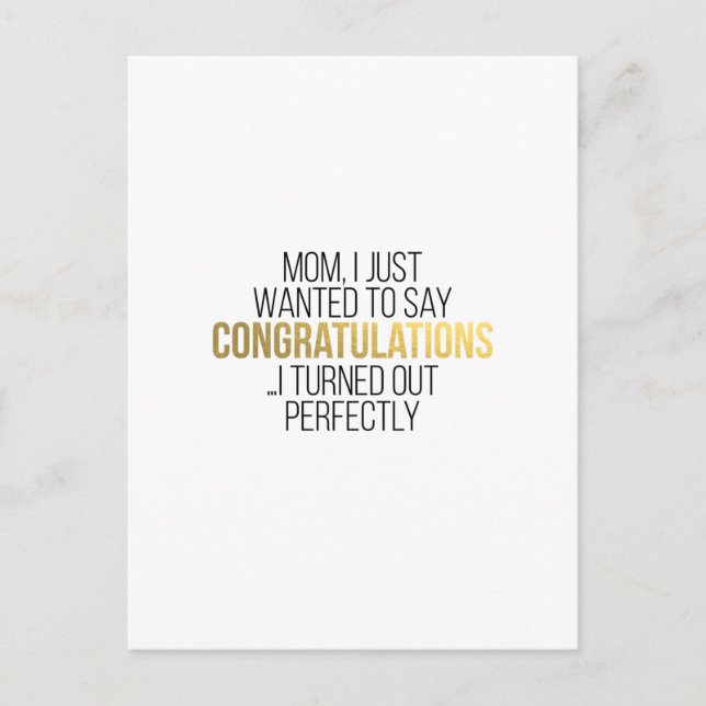 Cartão Postal Citação de Dia de as mães engraçada para MOM (Frente)