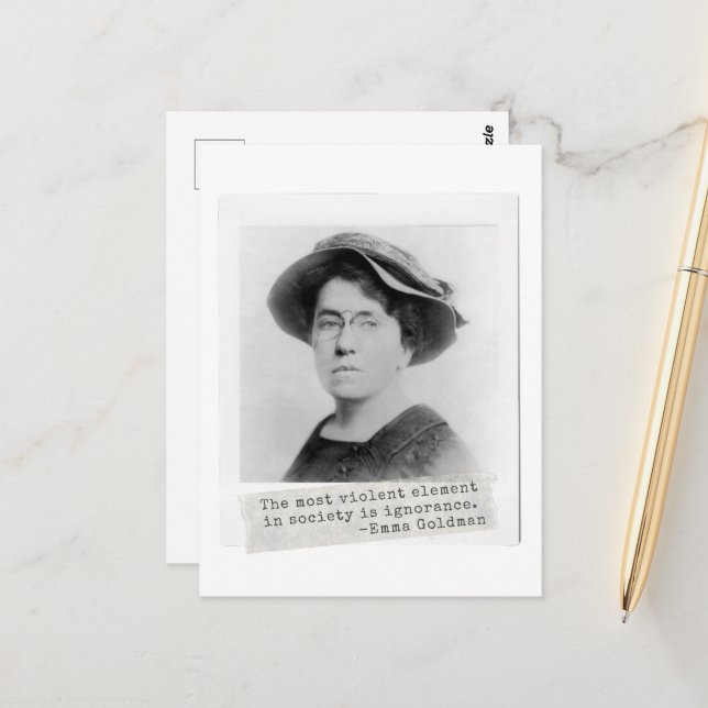 Cartão Postal Citação de Emma Goldman - Ignorância - Ativismo fe (Frente/Verso In Situ)