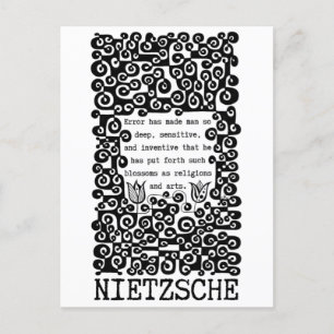 Cartão Postal Citação de ERRO preto e branco de Nietzsche