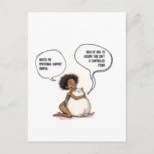 Cartão Postal Citação de Gato de Suporte Emocional Introvertido