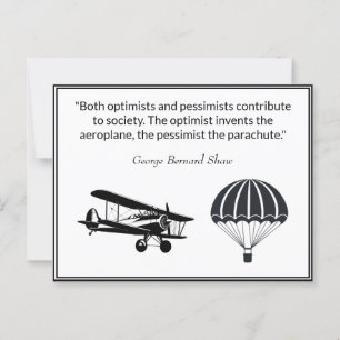 Cartão Postal Citação de George Bernard Shaw sobre Paraquedas de