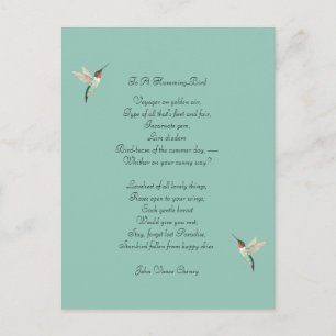 Cartão Postal Citação de Hummingbird e John Vance Cheney