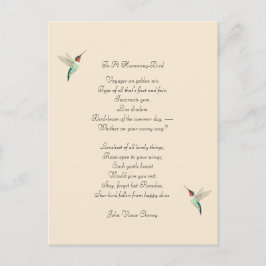 Cartão Postal Citação de Hummingbird e John Vance Cheney