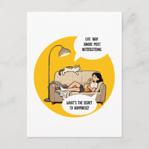 Cartão Postal Citação de Humor de Amante de Gato Introvertido 