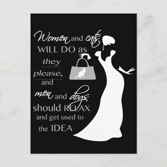 Cartão Postal Citação de mulheres e gatos (Frente)