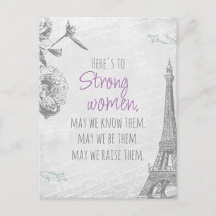 Cartão Postal Citação de Mulheres Fortes Torre Eiffel de Paris P