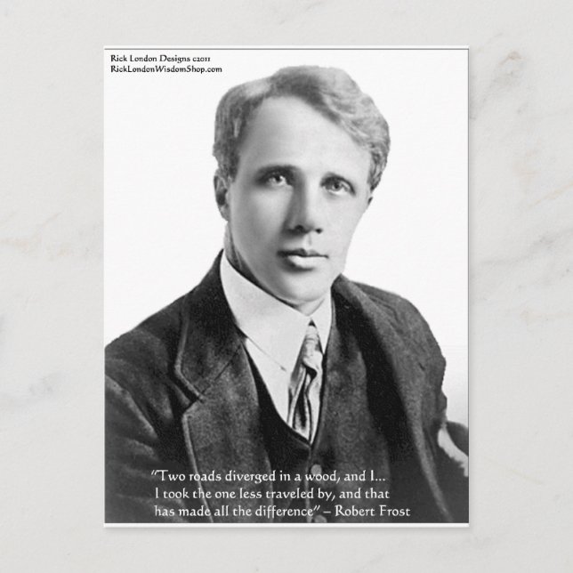 Cartão Postal Citação de Robert Frost "Estrada Percorrida" em Ca (Frente)