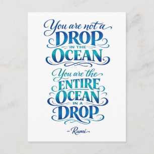 Cartão Postal Citação de Rumi: Não é uma Gota no Oceano