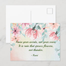 Cartão Postal Citação de Rumi sobre Chuva Faz Crescer Flores