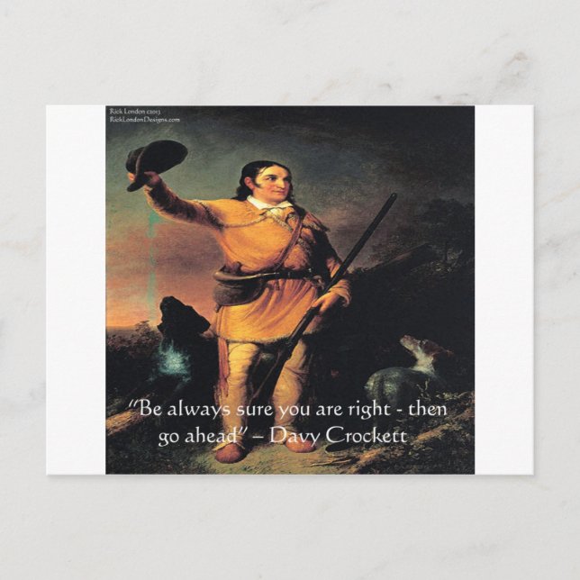 Cartão Postal Citação de Sabedoria "Vá em Frente" de Davy Crocke (Frente)