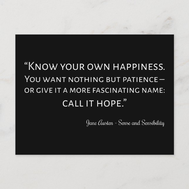 Cartão Postal Citação De Senso E Sensibilidade I (Frente)